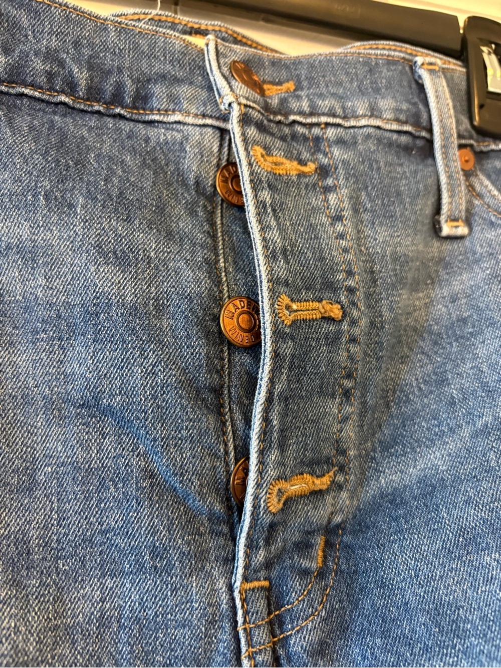 Madewell Distressed Mid-Blue Denim Cutoff Shorts - Picture 2 of 7